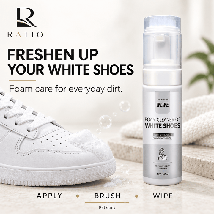 Ratio White Shoe Foam Cleaner 200ml — With Brush Head