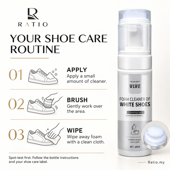 Ratio White Shoe Foam Cleaner 200ml — With Brush Head