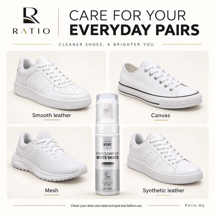 Ratio White Shoe Foam Cleaner 200ml — With Brush Head