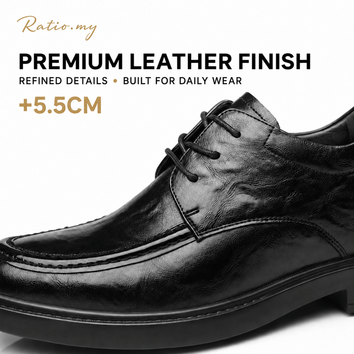 Ratio Verano 5.5 CM Black Leather Derby Shoes