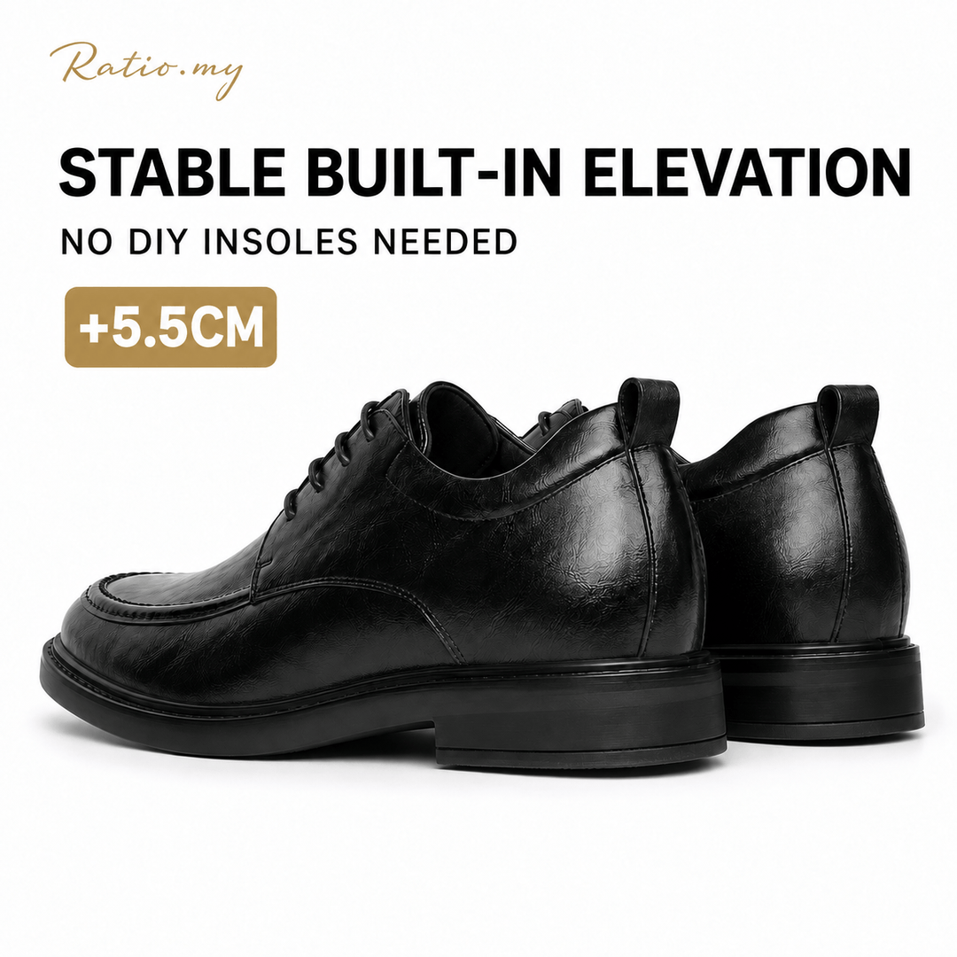 Ratio Verano 5.5 CM Black Leather Derby Shoes