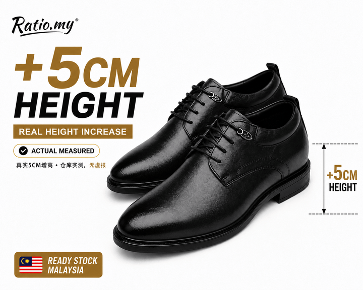 Ratio Prime Formal 5CM Leather Dress Shoe (BLACK)