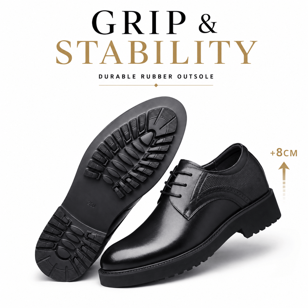 Ratio Regent 8CM Black Leather Dress Shoes