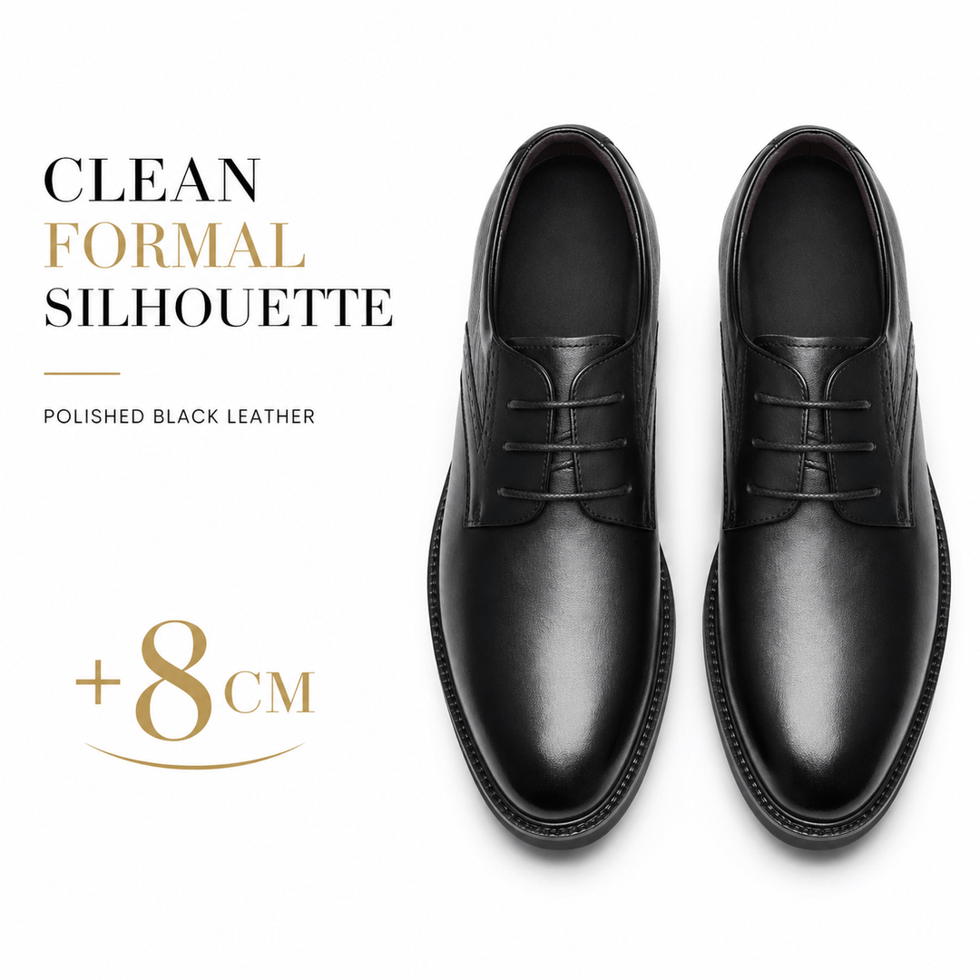 Ratio Regent 8CM Black Leather Dress Shoes