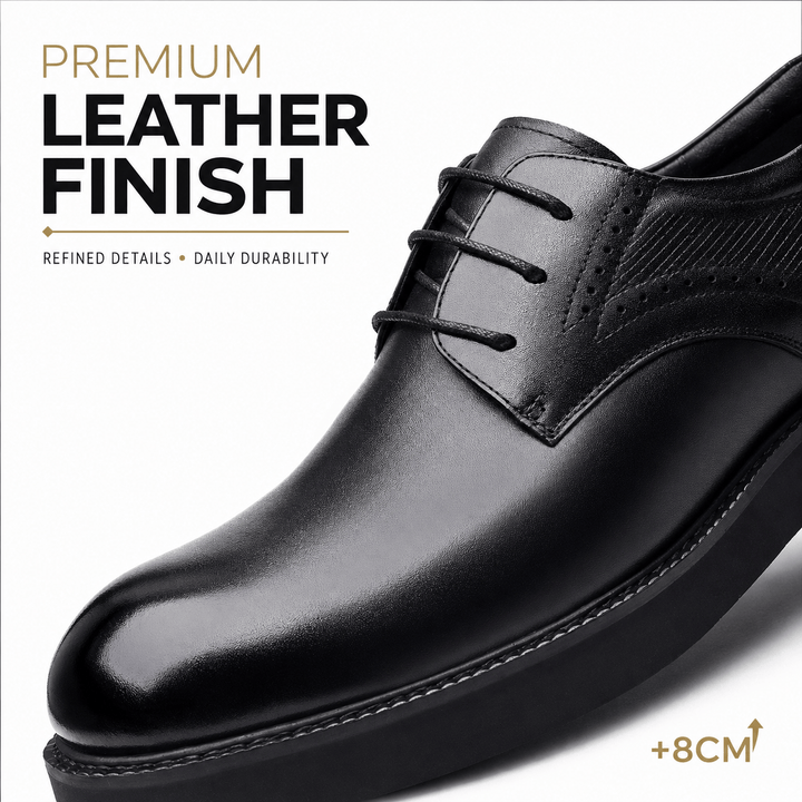 Ratio Regent 8CM Black Leather Dress Shoes