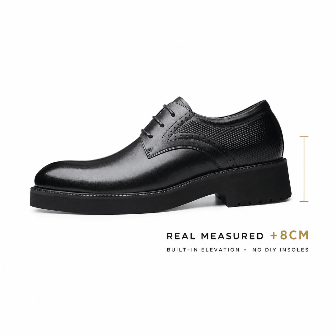 Ratio Regent 8CM Black Leather Dress Shoes