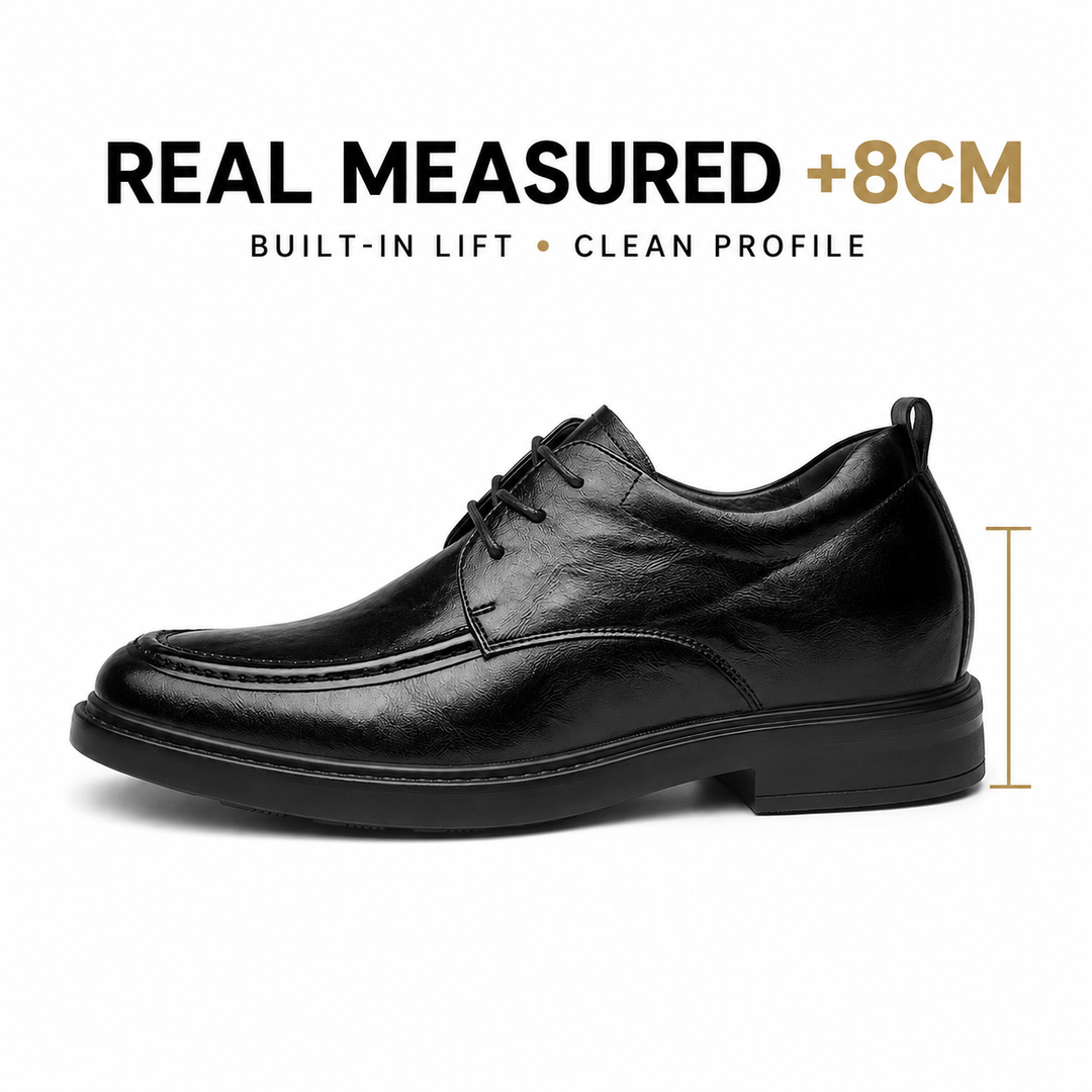 Ratio Verano 8CM Black Leather Derby Shoes