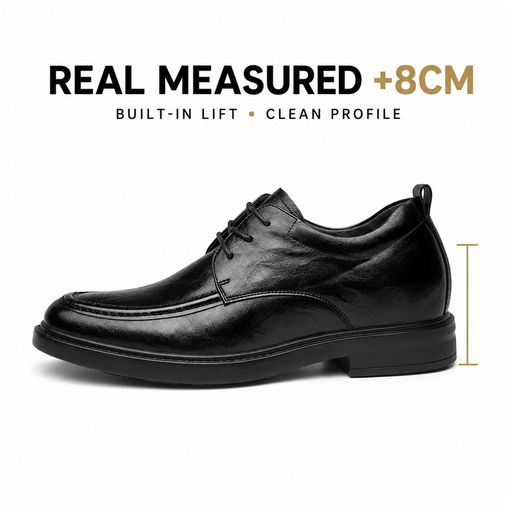 Ratio Verano 8CM Black Leather Derby Shoes
