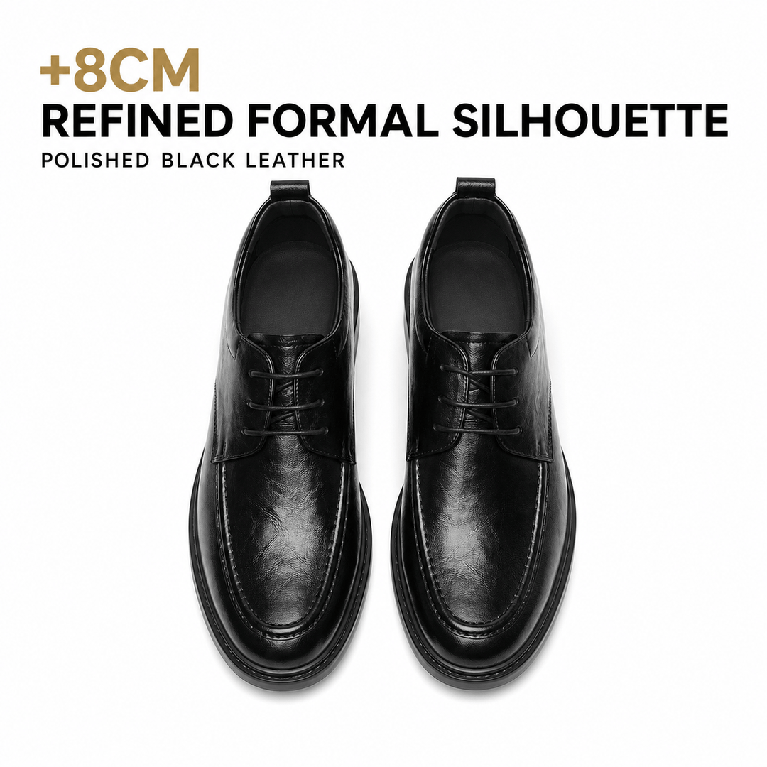 Ratio Verano 8CM Black Leather Derby Shoes