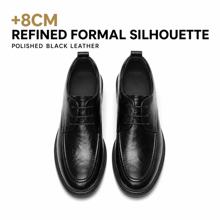 Ratio Verano 8CM Black Leather Derby Shoes