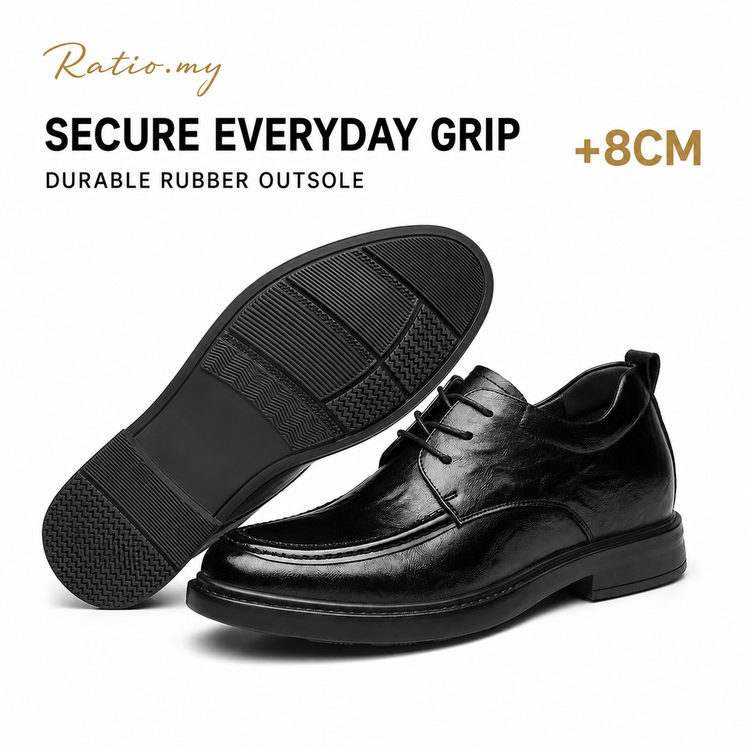 Ratio Verano 8CM Black Leather Derby Shoes