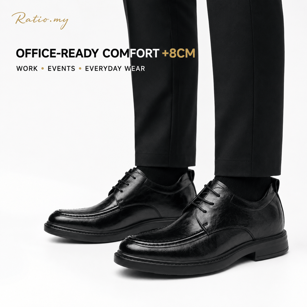Ratio Verano 8CM Black Leather Derby Shoes