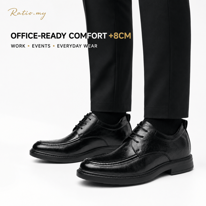 Ratio Verano 8CM Black Leather Derby Shoes