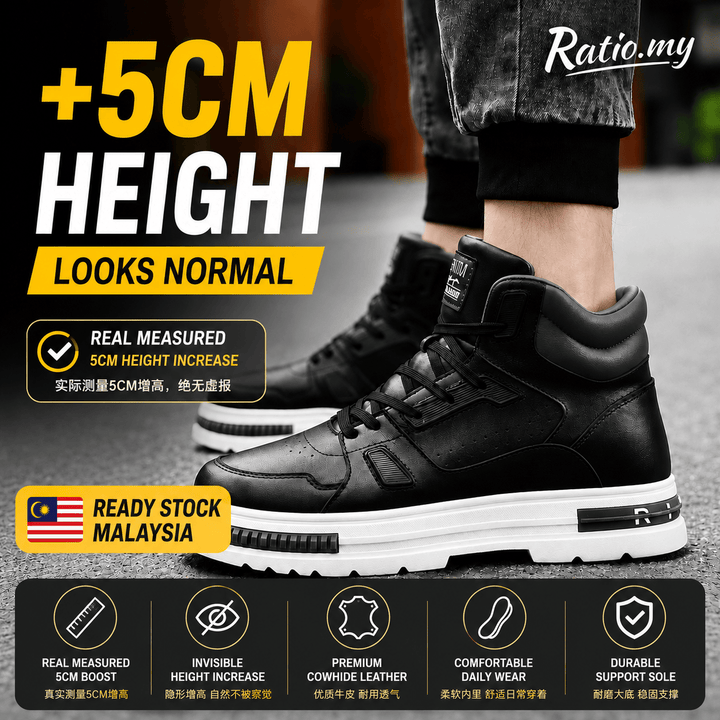 Ratio Avion 8CM Black High Top Sneaker