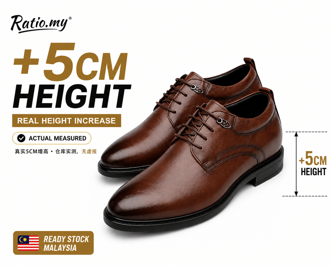 Ratio Prime Formal 5CM Brown Leather Dress Shoe