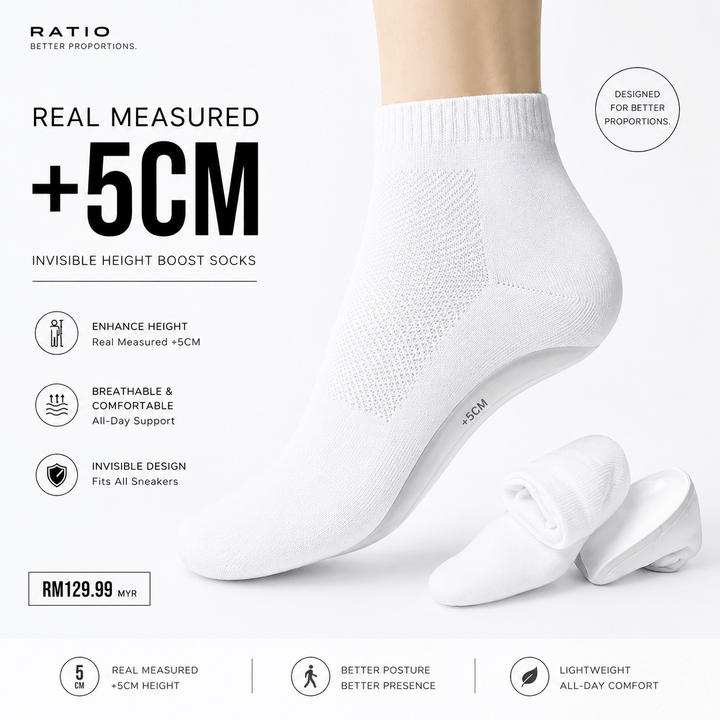 Ratio Elevate Socks | Daily 5CM Height Boost Socks