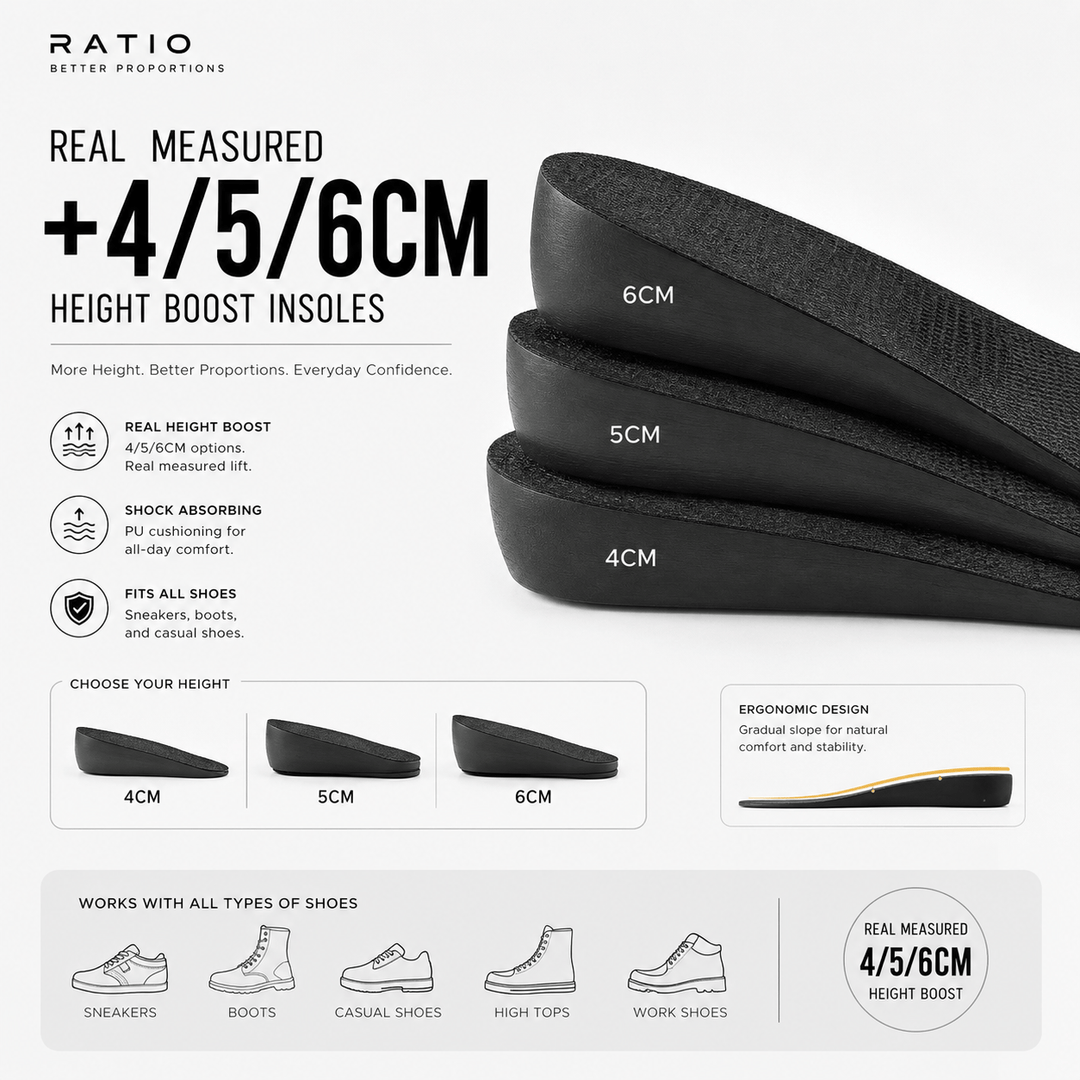 Ratio Lift Insoles 4CM / 5CM / 6CM Adjustable Height System