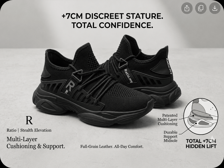 Ratio Apex 7CM Black Sport Sneaker