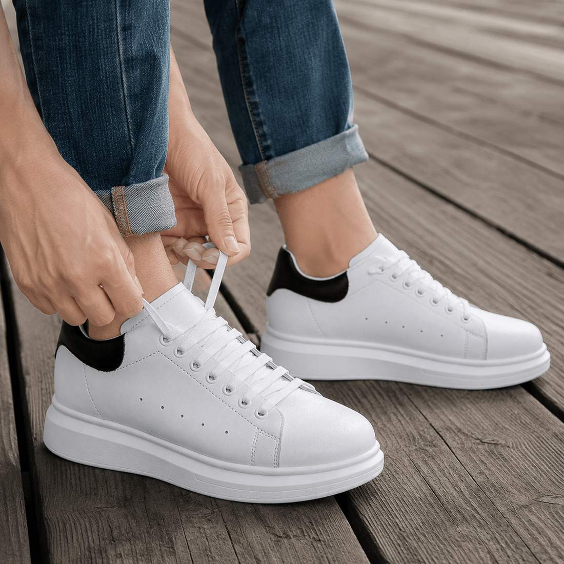 Ratio Prime 7CM — Classic White secure lace-up fit