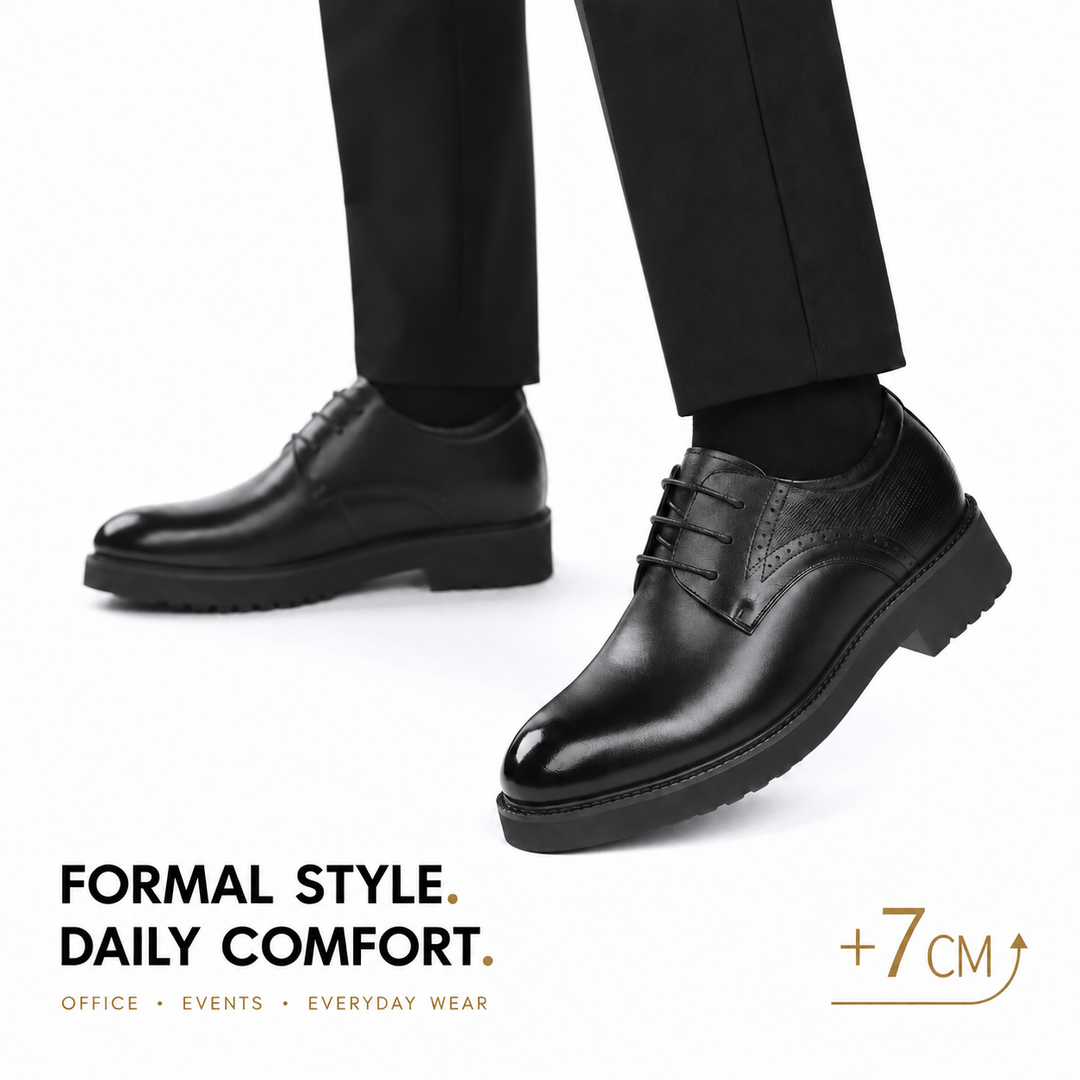 Ratio Regent 7CM Black Leather Dress Shoes