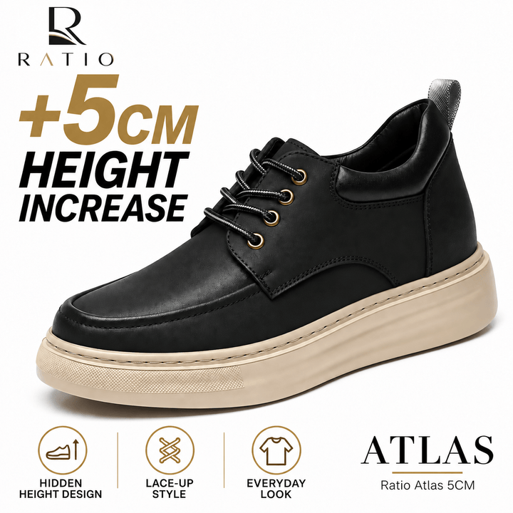 Ratio Atlas 5CM Height-Increasing Casual Shoes – Black / Brown