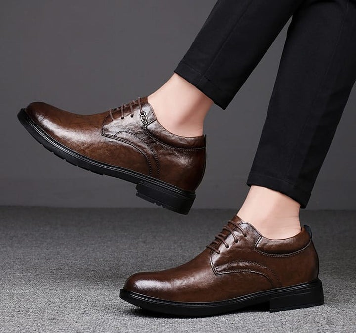 Ratio Prime Formal 5CM Brown Leather Dress Shoe (BROWN)