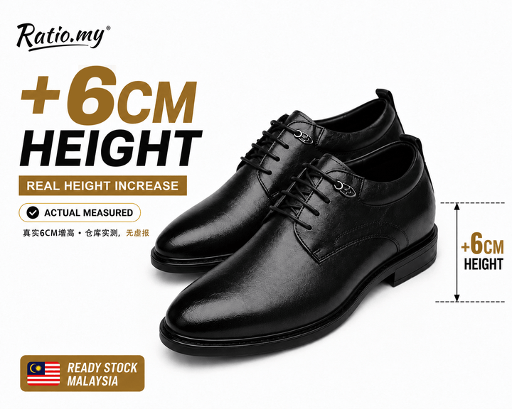 Ratio Prime Formal 6CM Leather Dress Shoe (BLACK)